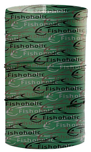 Fishoholic Fishing Face Mask Neck Gaiter Hunting Buff - 3 Colors - UPF50+ Sun Protection Fishaholic Fishing Gift - color: Green Fisho Camo