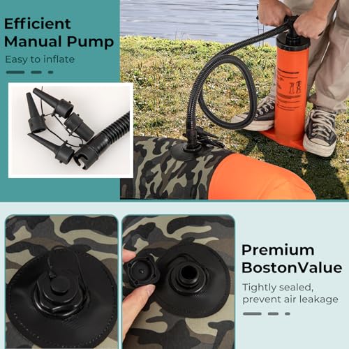 GYMAX Fishing Float Tube, Inflatable Belly Boat with Fish Finder Holder, Rod Rack, Fish Ruler, Manual Pump & Detachable Storage Boxes, Portable Backpack Float Tubes for Adults - color: Camouflage