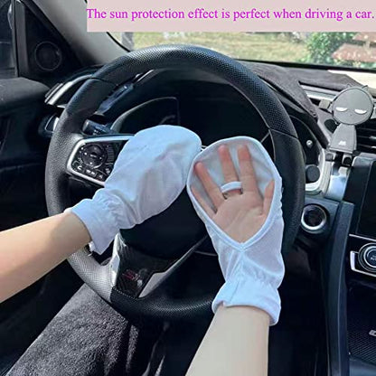 2 Pairs Hand Sun Protection Gloves Screen Drape Sunshade Cover UV Protector Breathable Cooling Fingerless for Women Men Driving Fishing Riding Hiking Canoeing Rowing Outdoor