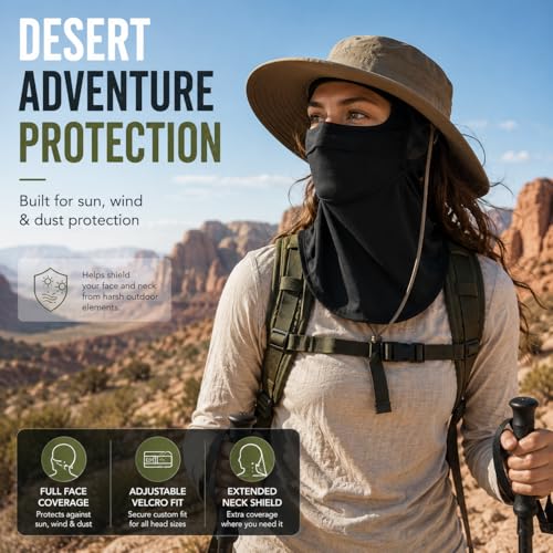 Face Cover for Sun Protection UPF 50+ UV Face Mask, UV Face Shield for Golf, Hiking Fishing & Outdoors Breathable - color: Black