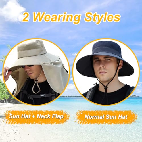 Women Wide Brim Face Mask Sun Hat Detachable Neck Face Flap Ponytail UV Protection Visor Hat Garden Fishing Hiking - color: Bg9215-mise
