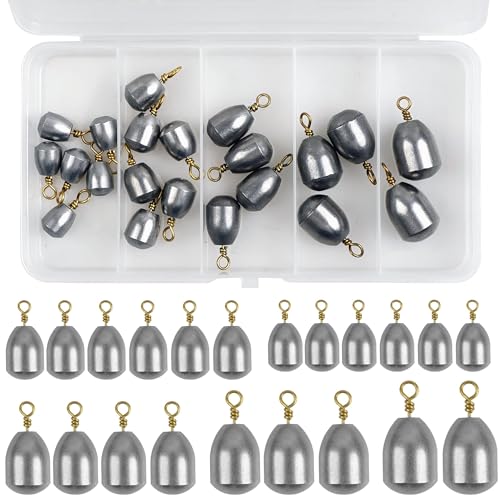 Fishing Weights Sinkers Kits,Drop Shot Weights,Iron Fishing Sinker,Bass Casting Sinkers for Saltwater Freshwater Catfish Weight 21pcs/50pcs - style: 21pcs (5 Size)