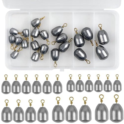 Fishing Weights Sinkers Kits,Drop Shot Weights,Iron Fishing Sinker,Bass Casting Sinkers for Saltwater Freshwater Catfish Weight 21pcs/50pcs - style: 21pcs (5 Size)