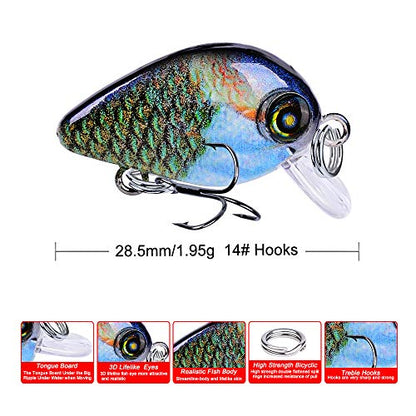 Mini Crankbait Fishing Lures Kits Swimbait Wobbler Hard Baits for Bass Trout Pike Freshwater and Saltwater 10pc-20pc/pack - color: 20pcs-mixed izes