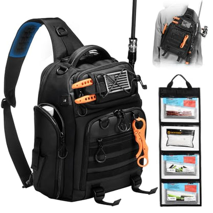 18L Fishing Sling Bag with Removable Lure Wraps and Rod & Beverage Holder, Tackle Bag for Fishing Gear - color: A: 18L Sling Bag