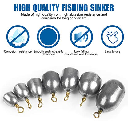 Fishing Weights Sinkers Kit,19/52pcs Bass Casting Sinkers Weights Bell Sinkers Assorted Iron Fishing Weights Drop Catfish Sinkers Weights for Saltwater Freshwater Fishing - style: 52pcs Kit