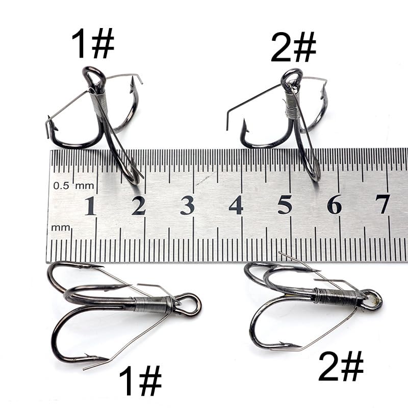 18pcs Weedless Treble Hook with Wire Weed Guard Replacement Fishing Hook High Carbon Steel Bass Hook Saltwater Hook - size: 1#