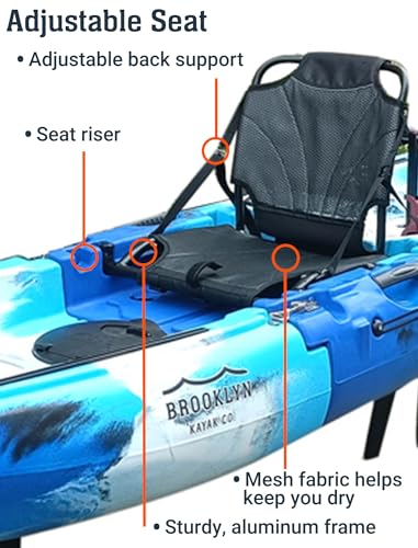 Brooklyn 13.0 Tandem 3-Piece Modular Kayak by BKC, 2-Person Sit-on-Top Kayak, Dual Flipper Drives, Rudder Steering, Rod Holders, Ample Dry Storage - color: Camo