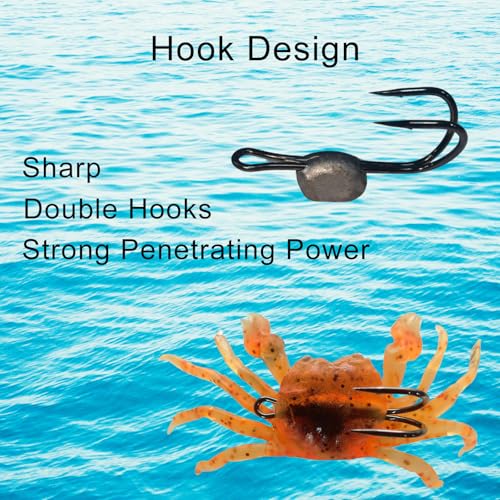 Saltwater Fishing Lures with Sharp Hooks, 3 Colors Crab Bait Soft Swimbait Stuff, Fish Bites Saltwater Bait