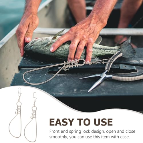 BESPORTBLE Fish Stringer Clips Stainless Steel Live Fish Holder Portable Clip with Spring Lock for Outdoor Fishing Fishing Accessories for Keeping Alive 20 Pack