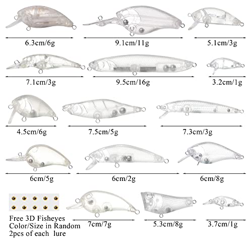 Blank Hard Lures Kit Unpainted Fishing Baits Sets Crankbait Wobblers Freshwater Fish Lure Wobblers Minnow Lure Bodies Fishing Tackle - color: 30PCS-A