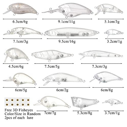 Blank Hard Lures Kit Unpainted Fishing Baits Sets Crankbait Wobblers Freshwater Fish Lure Wobblers Minnow Lure Bodies Fishing Tackle - color: 30PCS-A