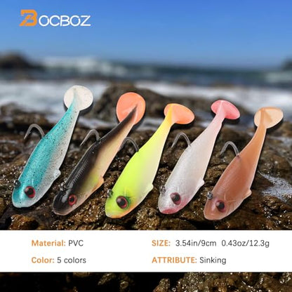 Pre-Rigged Soft Fishing Lures Jig Head Paddle Tail Swimbait for Bass Walleye Trout Crappie Fishing Gear for Saltwater Freshwater - size: 3.5"-0.44oz