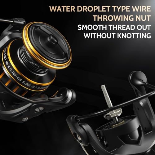 CT Surf Saltwater Fishing Reels, 5+1 Double-Shielded Stainless-Steel BB, 22LBs Max Drag, 5.2 Gear Ratio, CNC Aluminum Spool & Handle Freshwater and Saltwater Spinning Reel - size: 2000