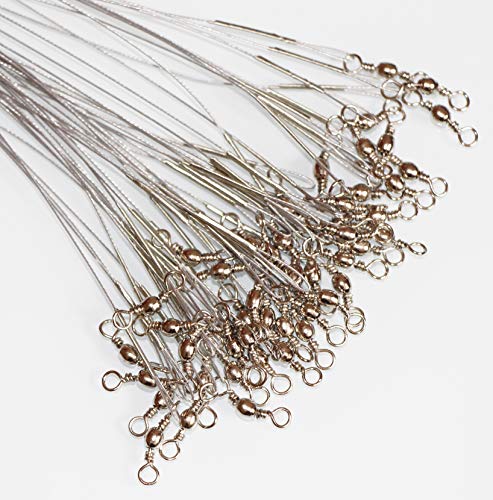 60pcs Fishing Wire Leaders Nylon-Coated Fishing Line Wire Leaders with Swivels and Snaps 6inch, 9inch, 12inch - color: Gray-60pcs