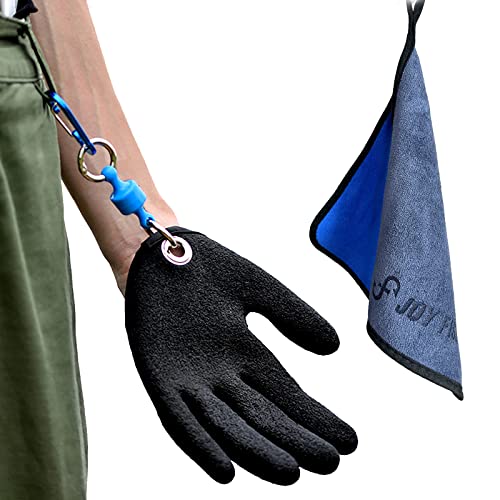 Professional Fishing Gloves,Catch Fish Gloves with Magnet Hooks, Anti-Slip Fishing Gloves Protects Hand (Black) - color: Left