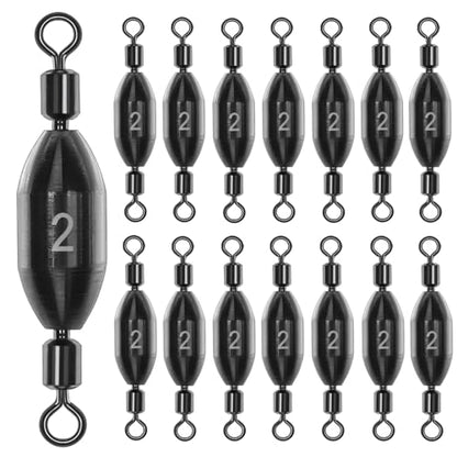 15Pcs Fishing Weights Swivel Bullet Sinkers Brass Fishing Weights Saltwater Freshwater Bass Sinker Fishing Weights with Swivel Rolling - size: 1/4oz