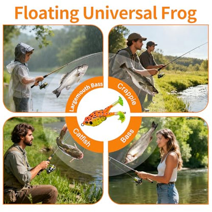 Keenjorika Soft Frog Fishing Lures 3 Pack, Topwater Floating Weedless Frog Baits with Rotating Kicking Legs, Lifelike Soft Swimbaits for Bass, Trout, Snakehead Fishing, Freshwater & Saltwater - color: 2/4/5/7/10