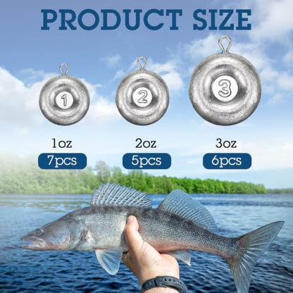 Shimeyao 18 Pieces Disc Sinkers Fishing Weights No Roll Disc Fishing Sinkers Weights for Saltwater Trolling Surf Tackle - size: 1 2 3oz