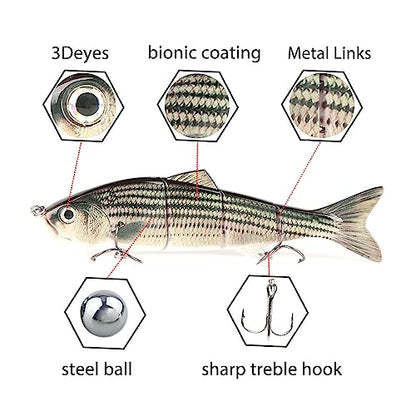 10in Multi Jointed Swimbait Fishing Lures Bait,4 Segment Big Giant Sinking Fishing Bass Lures,Crankbaits Swimbaits with Treble Hook - color: 10in,4.76oz-Color M