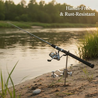 Silver Stainless Steel Ground Spike Fishing Rod Holder for Bank and Shore Angling