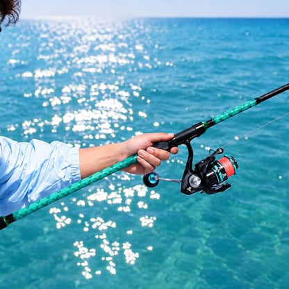 Sougayilang Surf Fishing Rod and Reel Combo, 9-12 ft 3-Piece Surf Rod with 4000-6000 Spinning Reel, Carbon Fiber Saltwater Fishing Combo for Beach Bank and Pier Fishing - size: 10ft