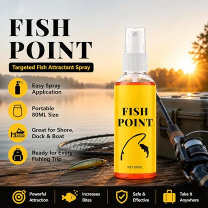 Fish Attractant 80ml Bait Fish Point Liquid | Fast-Acting Bait Additive for Lake River Stream Shore Boat Outdoor Trip Bass Trout Angler Dad Husband Boyfriend Men