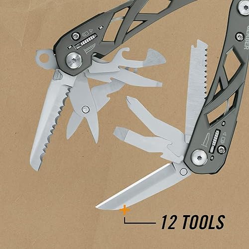 Gerber Gear Suspension 12-in-1 EDC Multi-Plier Multitool with Pocket Knife, Needle Nose Pliers, Wire Cutters and More, Gifts for Men, Camping and Survival, Grey - color: Grey