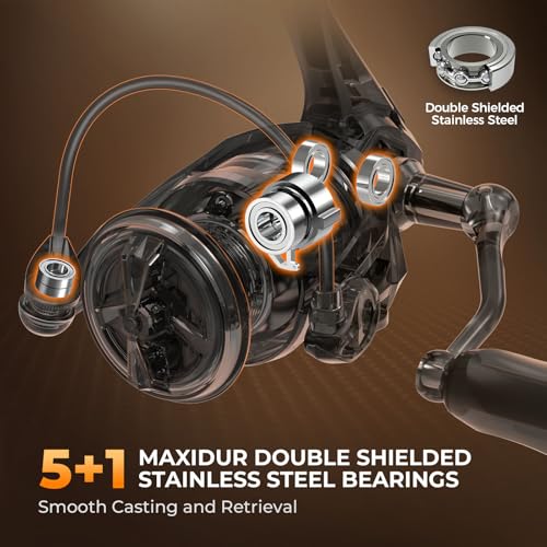KastKing Lethal Blaze Spinning Fishing Reel, 17.6LBs Max Drag, 5.2:1 Gear Ratio, Ultra-Smooth Freshwater & Inshore Spinning Reel, CNC Aluminum Spool, Ideal for Bass & Trout Fishing - size: 4000