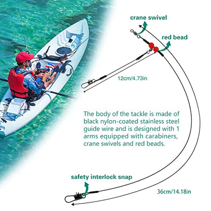 YOTO Fishing Leaders,Stainless Steel Tackle Rig with Tackle Lure Swivels Snaps, Saltwater rig Wire Leader Fishing Leader Wire Bottom rigs for Saltwater - color: Black Fishing Leaders, style: 1arm-12pcs