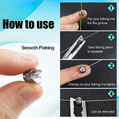 100pcs Split Shot Fishing Weights Removable Round Clip On Fly Fishing Line Sinkers Freshwater Saltwater Split Shot Fishing Sinkers Weights - style: 3g-100pcs