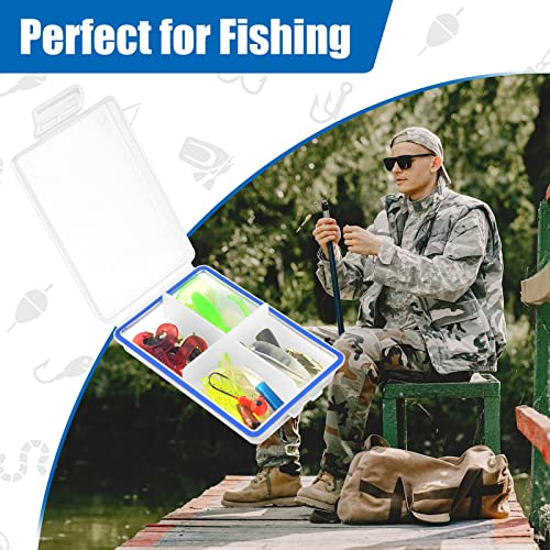DLUGOPIS 4 Pcs Mini Waterproof Tackle Organizer - Small Fly Fishing Box with Dividers for Hooks, Flies, Beads & Lures (Pack of 2) - size: 4in(L)×2.5in(W)×1in(H) (Pack of 2)