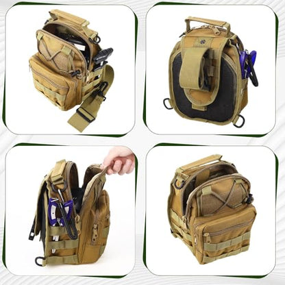Sosation 134 Pcs Fishing Tool Fishing Tackle Box Kit and Equipment for Adults Beginner Gift, Hook Remover, Pliers Kit, Backpack Tackle Container Lures, Lip Gripper, Weigh Scale - color: Khaki