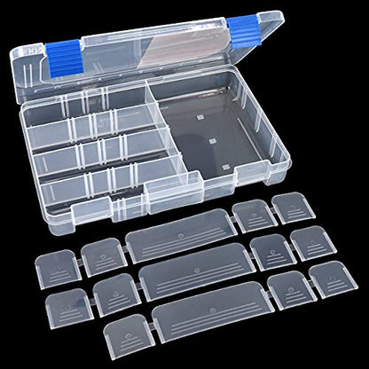 OSAGE RIVER Medium Fishing Tackle Box, 10.9" x 7.25", Clear Plastic Organizer Box with Adjustable Dividers, 3600 Tackle Tray for Fishing Accessories, Small Parts Organizer Tray, Food Safe Tackle Box,