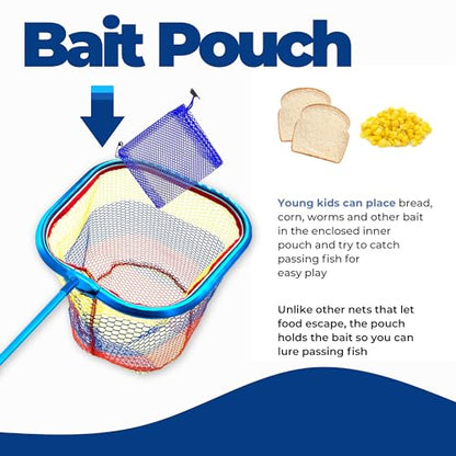 DaddyGoFish Kids Fishing Net - Extendable Telescopic Landing Net for Boy Girl Children Catching Small Fish Crab Shrimp Minnow Dragonfly Beach Pier Lake River Ocean - color: Style 3 (2 Pack, Blue + Green)