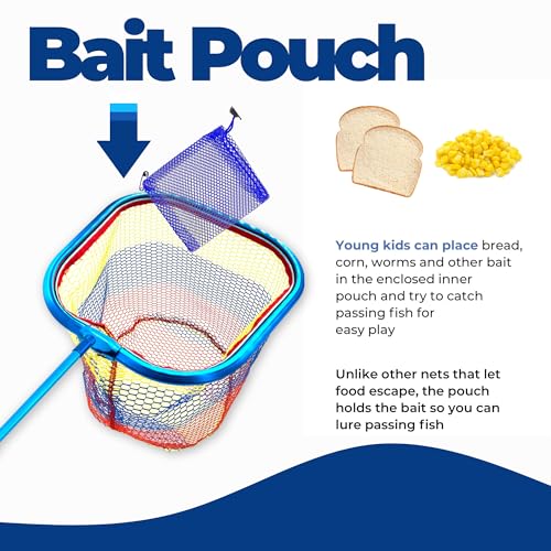 DaddyGoFish Kids Fishing Net - Extendable Telescopic Landing Net for Boy Girl Children Catching Small Fish Crab Shrimp Minnow Dragonfly Beach Pier Lake River Ocean - color: Style 3 (2 Pack, Blue + Blue)
