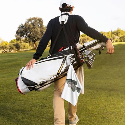 Crappie Fish Microfiber Golf Towel, 16x24 Waffle Pattern with Carabiner Clip, Tri-Fold Large Golf Ball Towels, Golf Bag Accessories for Men Women, Golf Gift