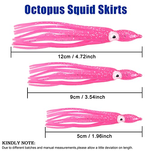 Fishing Squid Skirts Lures, 50pcs Octopus SkirtsTrolling Lure Soft Lures Plastic Fishing Bait for Bass Salmon Trout