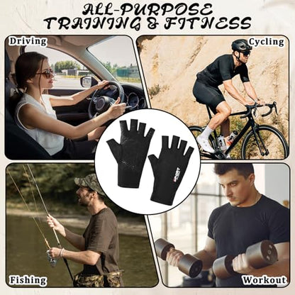 Fingerless UV Protection Gloves, Anti-Slip Half Finger Driving-Gloves, Women & Men's Fingerless Gloves for Sailing, Kayak, Fishing & Paddling with Sun Protection