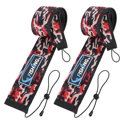 2Pcs Neoprene Fishing Rod Sleeve for Casting, Trolling, Spinning Rods – Lightproof & Puncture Resistant Rod Cover - color: Red Camo, size: 58" - 2Pcs