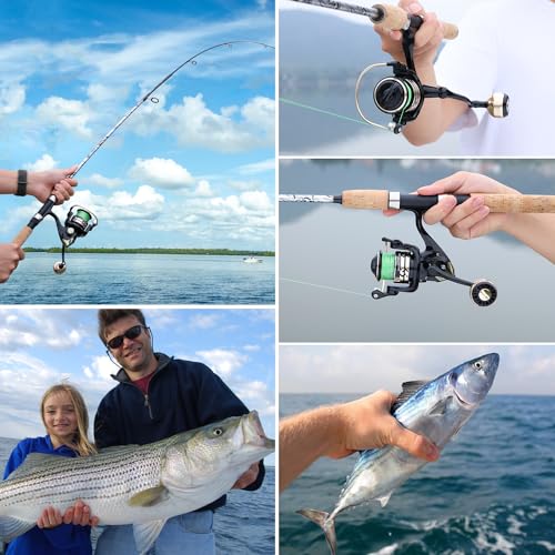 Sougayilang Reel and Fishing Rod Combo, Fiberglass Fishing Pole with Durable P-Cork Rod Handle, Lightweight Graphite Frame - size: 6'0" M- M Fast with 1000 Reel