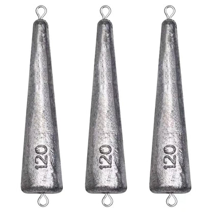 Through Wire Inline Torpedo Sinkers, Lead Double Ringed One Piece Wire Saltwater Fishing Torpedo Weights for Bottom Surf Fishing 1oz, 2oz, 3oz, 4oz, 5oz - size: 4 OZ, 3 PCs, style: C - Dual Ringed Conical Sinkers