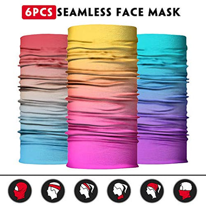 Venswell Neck Gaiter Face Mask Men Women,Seamless Bandana Rave Face Cover Scarf Mask,Balaclava,Headband, Head Wrap,Headwear - color: A-gradient