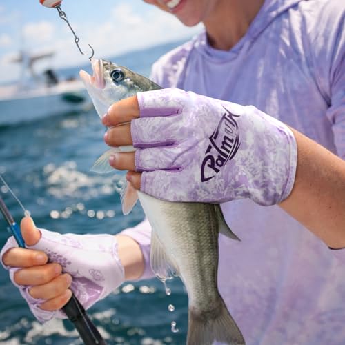 Palmyth Stubby UV Fishing Gloves Sun Protection Fingerless Glove Men Women UPF 50+ SPF for Kayaking, Paddling, Canoeing, Rowing, Driving - color: Lilac Tide, size: X-Large