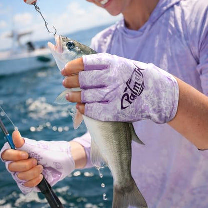 Palmyth Stubby UV Fishing Gloves Sun Protection Fingerless Glove Men Women UPF 50+ SPF for Kayaking, Paddling, Canoeing, Rowing, Driving - color: Lilac Tide, size: XX-Large