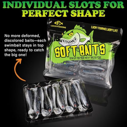 LUCKYFISHING Paddle Tail Swimbaits Soft Plastic Swimbaits Soft Baits for Bass Fishing Trout Crappie Walleye Freshwater Saltwater 10/16/20 PCS Soft Plastic Baits 4/3.5/3/2.5 Inch - color: Blue, size: 3.5 inch-10pcs