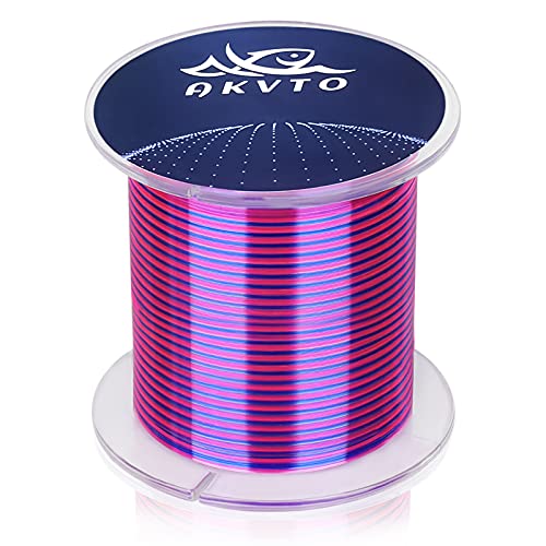 Colored Monofilament Fishing Line, Red Blue Two-Tone, 300/500/1000yds, 10-35lb Test, High Contrast Bite Detection, Abrasion Resistant Low Memory for Freshwater Saltwater - size: 0.37MM/20LB/500YDS