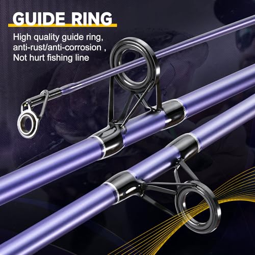Sougayilang Spinning Rods, Strong Carbon&Glass Composite Fishing Pole with Stainless Steel Line Guides for Catfish- 7'0" - color: Purple-1Pack