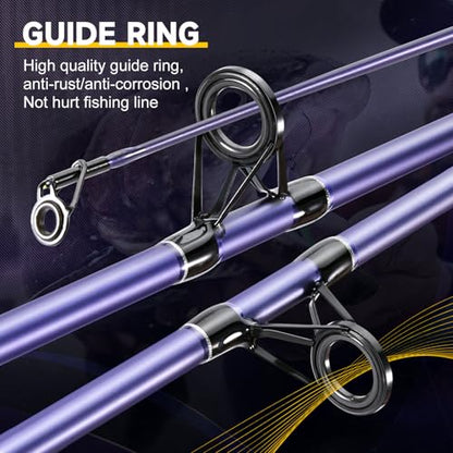 Sougayilang Spinning Rods, Strong Carbon&Glass Composite Fishing Pole with Stainless Steel Line Guides for Catfish- 7'0" - color: Purple-1Pack