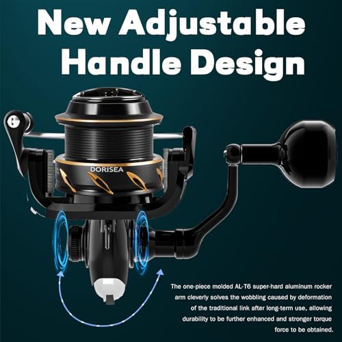 GK Spinning Reel,Fishing Reel Saltwater,Shallow Aluminum Line Cup 5.2:1 Gear Ratio, Upgraded Copper Gears, Metal Handle Knob, Smooth Bearings - size: 5000